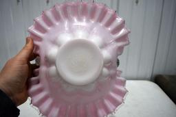 Fenton Cranberry Fluted Handled Basket
