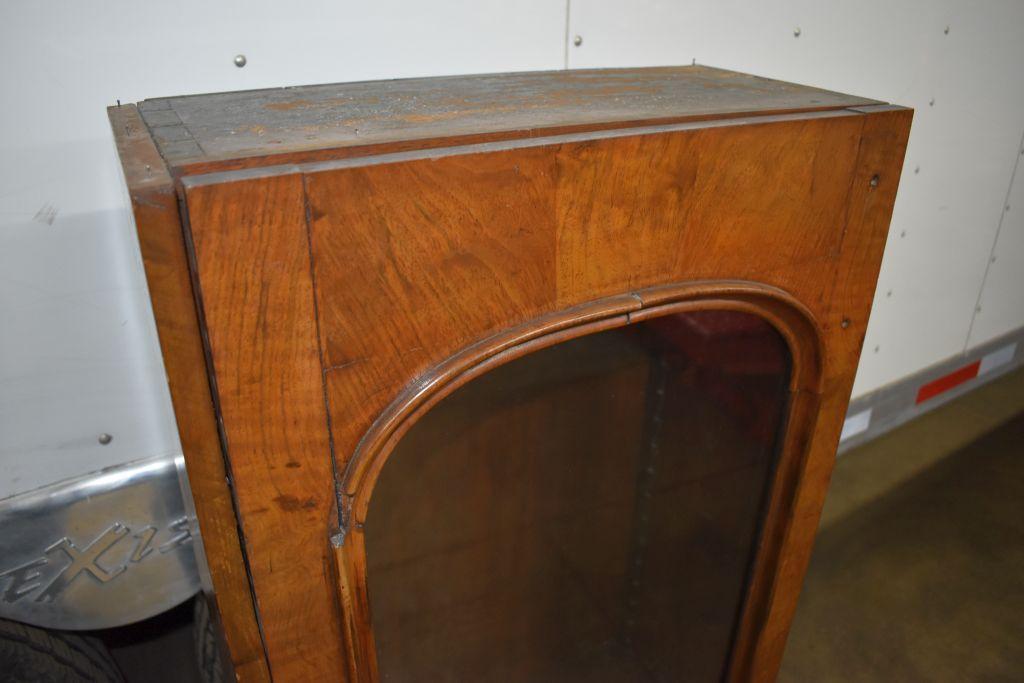 Mahogany Glass Front Book Shelf, Three Shelve, 22"x51"x11", believed to have come out of ship or