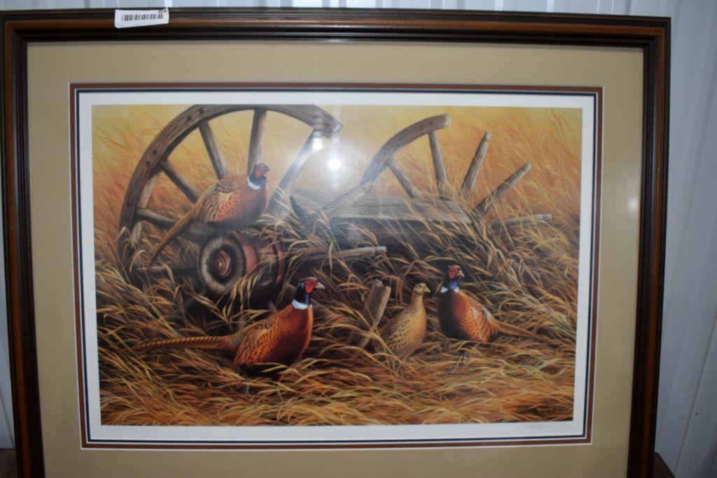 Rustic Retreat Pheasants by Rosemary Millette Framed Print, Signed 745 of 2663