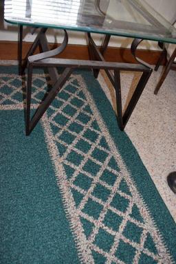 Metal framed glass top table