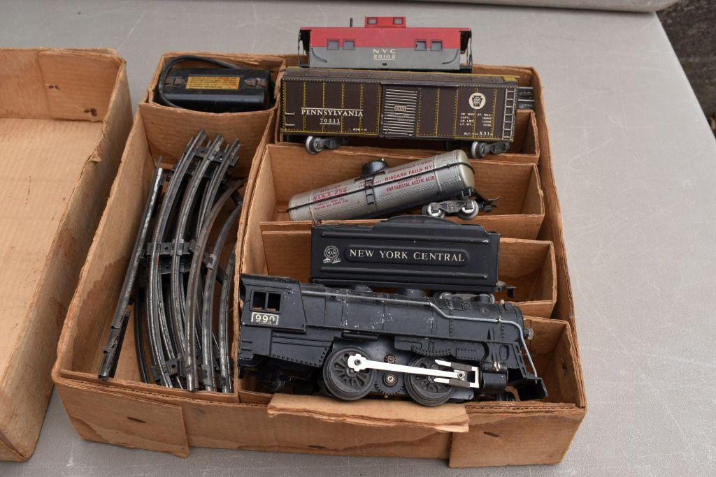 Marx train cars and tracks