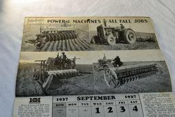 1937 Minneapolis Moline year book calendar, front & rear cover, good litho
