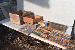 Montgomery Ward wooden box with fruit box label ends