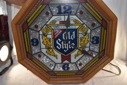 Heileman Old Style clock, lighted, 15" x 15"