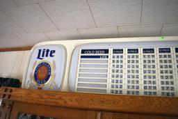 Miller Lite beer sign, 48" x 16"