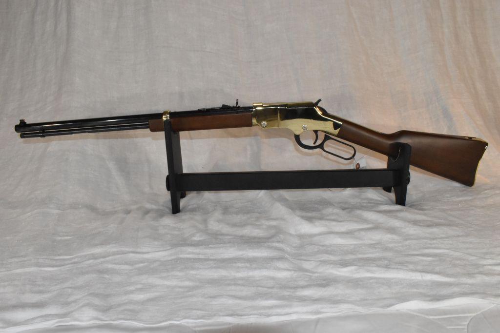 Henry Cal. 22 Magnum Lever Action Rifle, Gold Finish, Octagon Barrel, Open Sights, SN: GB118042M