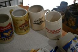 Assortment Of Budweiser, Shell, Busch, Wiedemans, Leinenkugel's, Steins (9) Total
