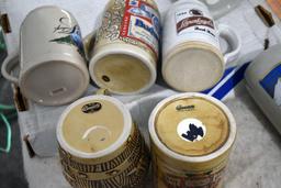 Assortment Of Budweiser, Shell, Busch, Wiedemans, Leinenkugel's, Steins (9) Total
