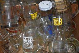 Large Assortment Of Glass Advertising Mugs, Pop And Beer