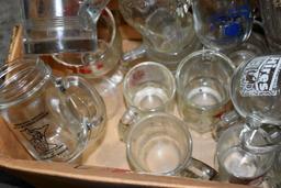 Large Assortment Of Glass Advertising Mugs, Pop And Beer