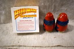 (2) Budman Mugs And (2) Budman Salt and Pepper Shakers