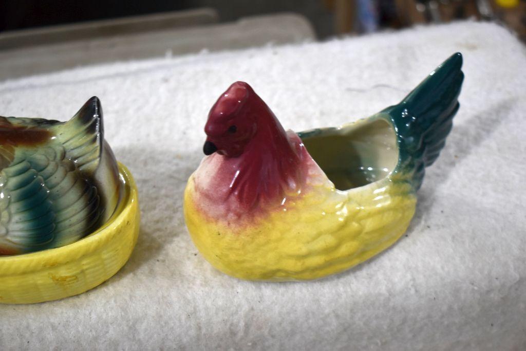 Fenton Hen On The Nest, Porcelain Dogs, Porcelain Hen On The Nest and Other porcelain Items