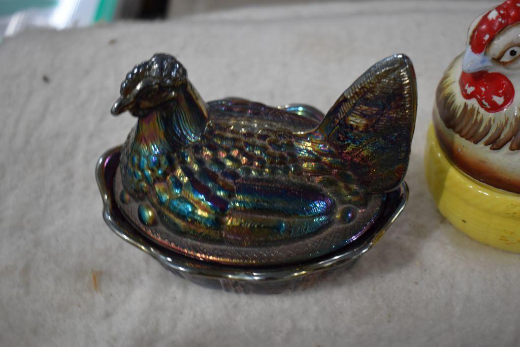 Fenton Hen On The Nest, Porcelain Dogs, Porcelain Hen On The Nest and Other porcelain Items