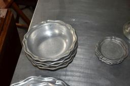 Pewter Plates, Bowls, Candle Stick Holders, Cups