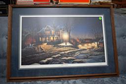 Terri Redlin Signed Print, Lights Of Home, 4195 Of 9,500 Framed And Matted, 32''x22''