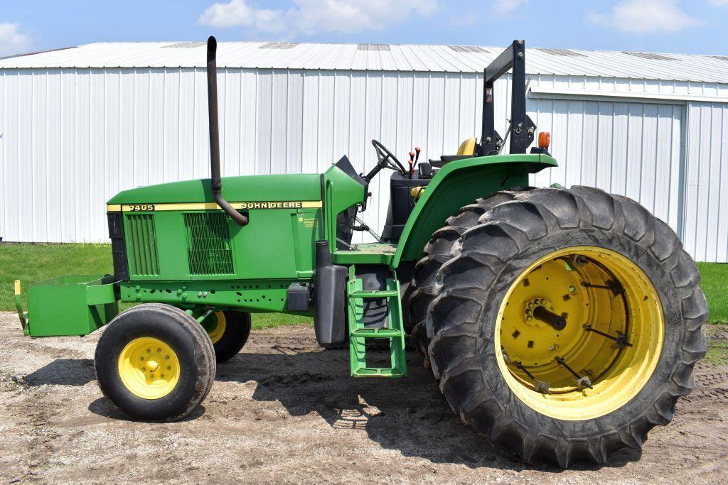 2002 John Deere 7405 2WD Open Station ROPS Tractor, 2171 Actual 2nd Owner Hours, 16 Speed