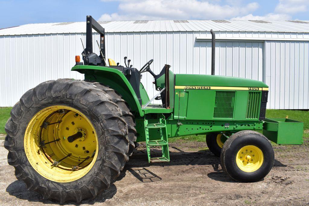 2002 John Deere 7405 2WD Open Station ROPS Tractor, 2171 Actual 2nd Owner Hours, 16 Speed