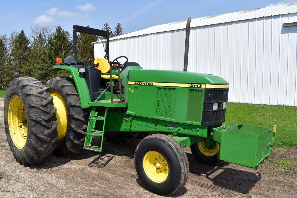 2002 John Deere 7405 2WD Open Station ROPS Tractor, 2171 Actual 2nd Owner Hours, 16 Speed