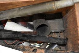 Wooden Tool Box with Reciever Hitch, Clevise, Wheel Lug Wrench, Foldable Measuring Stick