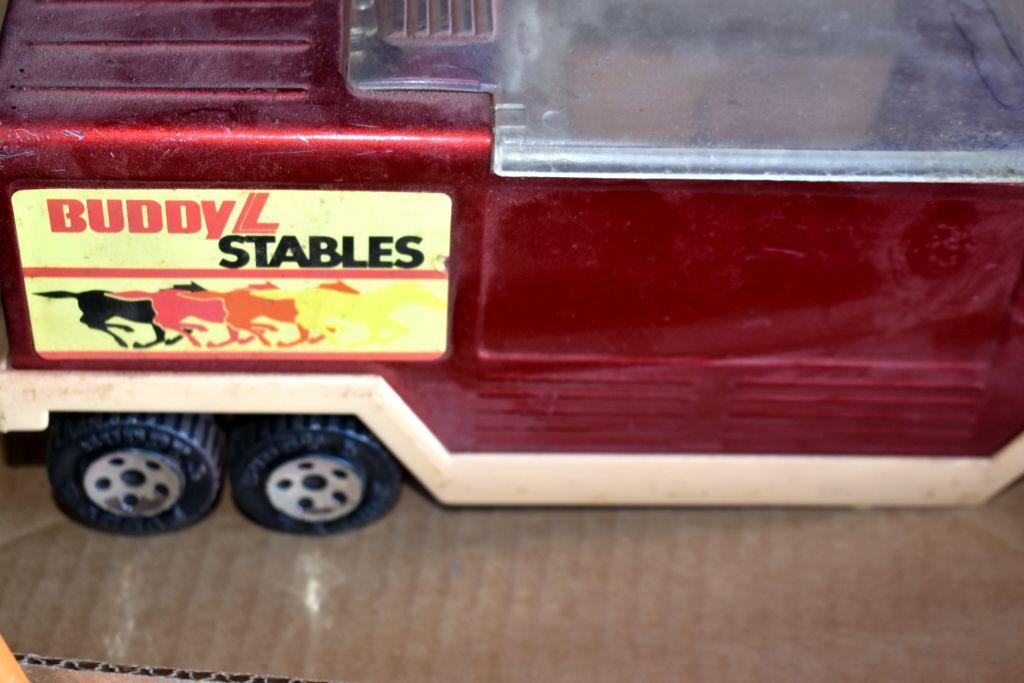 Hubley Trailer, Tonka Trailer, Buddy L Coca Cola Semi Tractor, Buddy l Stable trailer