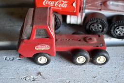 Hubley Trailer, Tonka Trailer, Buddy L Coca Cola Semi Tractor, Buddy l Stable trailer