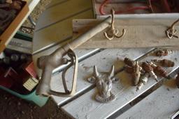 Primitive Hay Hook, Duster, Fuel Nozzle, Spark Plugs, Coat Rack