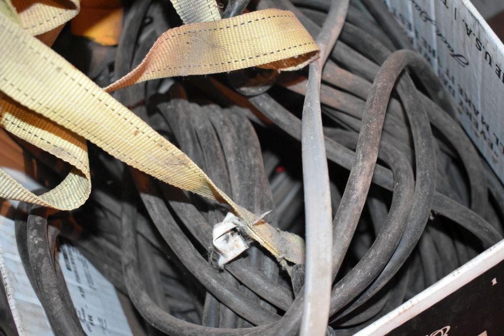 (3) Boxes Of Electrical Cord, Tie Downs, Misc. Shop Supplies