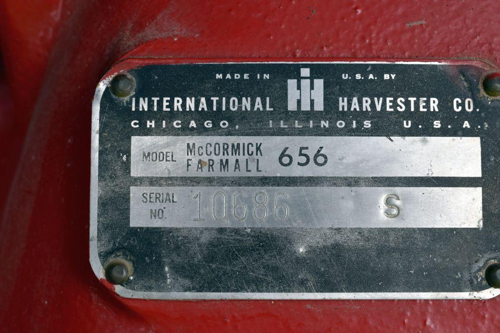 McCormick Farmall 656 Gas, Restored, NF, two slab starter weights, custom steps, fast hitch