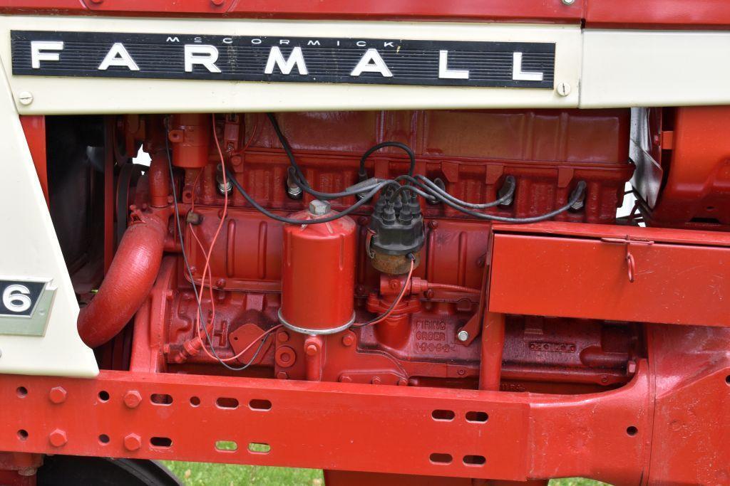 McCormick Farmall 656 Gas, Restored, NF, two slab starter weights, custom steps, fast hitch