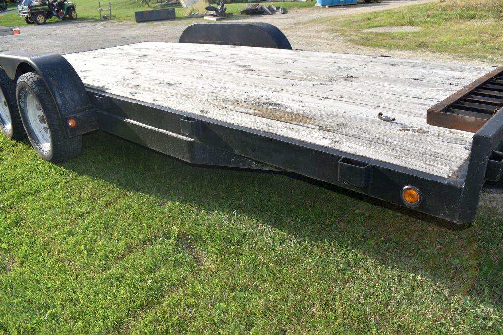2000 PJ Trailer, 18' With 2' Dove Tail, 3500lb Tandem Axle, 83" Wide, Elec. Brakes, Stake Pocket