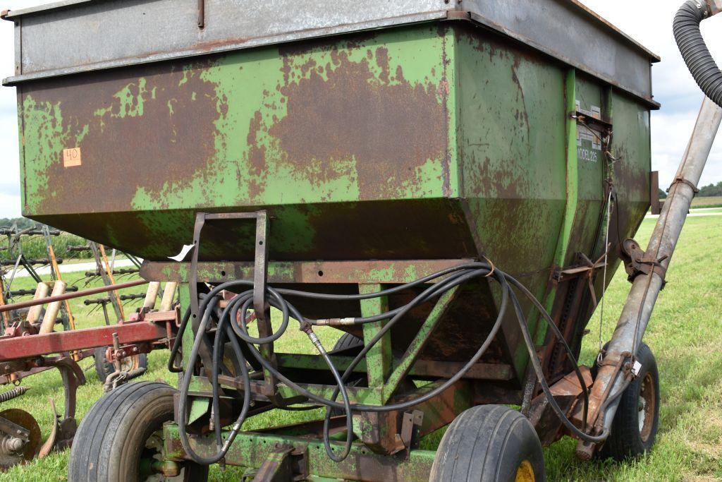 Huskee Model 225 Gravity Box with Hyd. Drive Auger on John Deere 1065 Running Gear