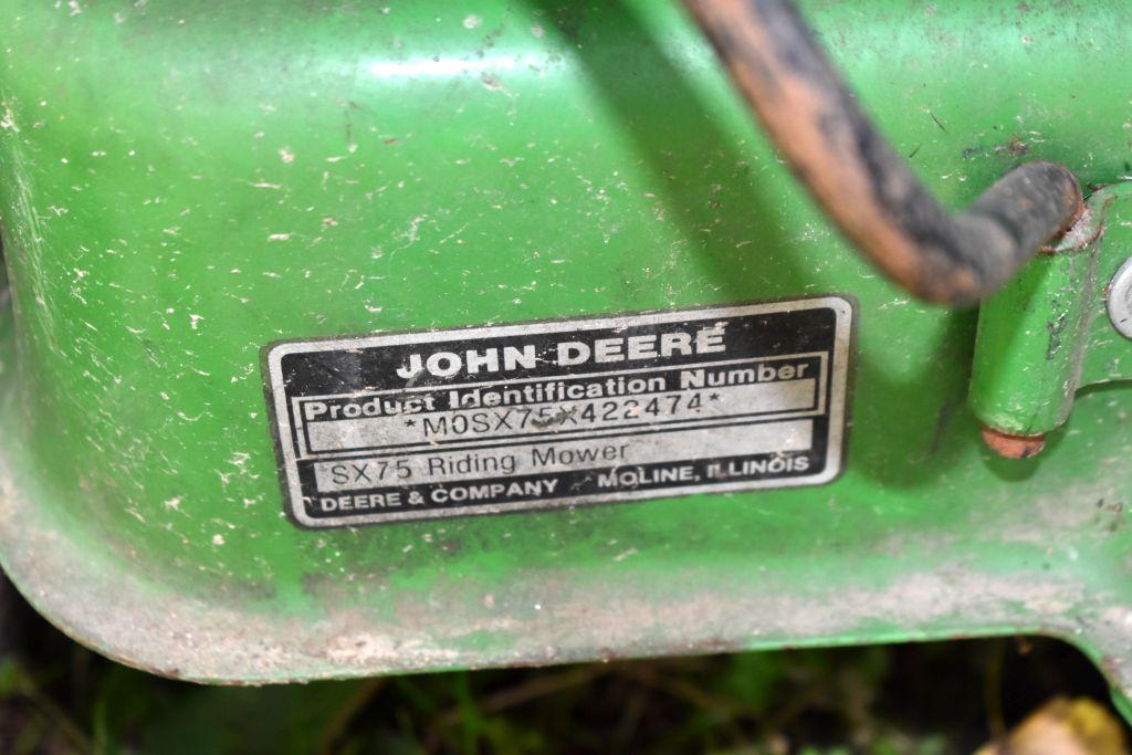 John Deere SX75 Lawn Mower, unknown condition