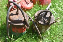 Two grease pails with pumps