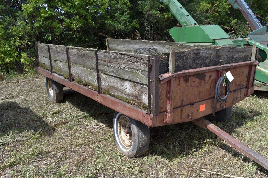 14' Metal/Wood Barge Box on Running Gear, with Hoist, Has not Been Used in Many Years