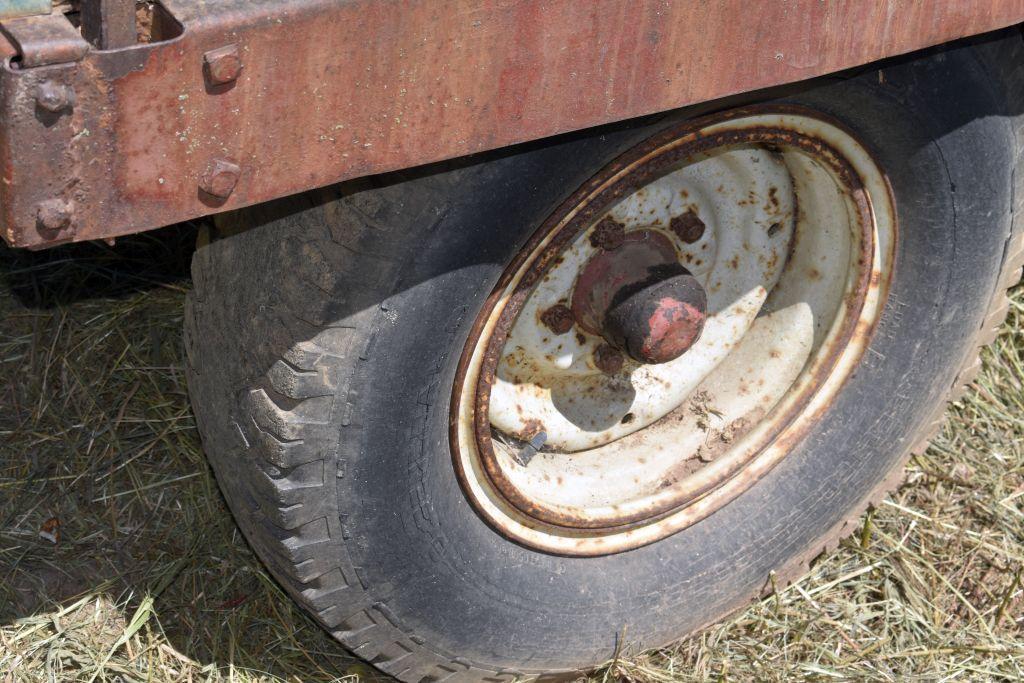 14' Metal/Wood Barge Box on Running Gear, with Hoist, Has not Been Used in Many Years