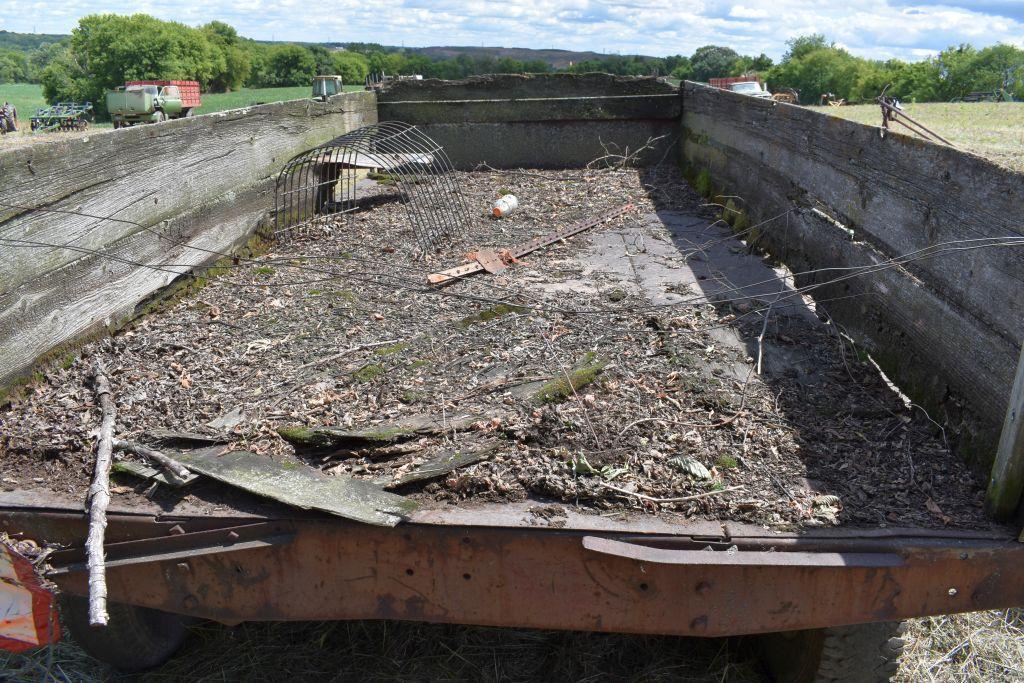 14' Metal/Wood Barge Box on Running Gear, with Hoist, Has not Been Used in Many Years