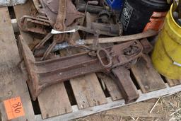 Pallet Containing: Jacks, Funnels, Pry Bars, Pipe Wrenches, Hydraulic Fittings, Other Assorted Tools