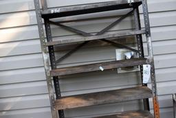 Metal Shelf, (2) Metal Stools