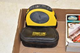 Assorted Tools: Magnetic Planer Knife Jig, Speed Square, Industrial Knife Blades, Laser Line