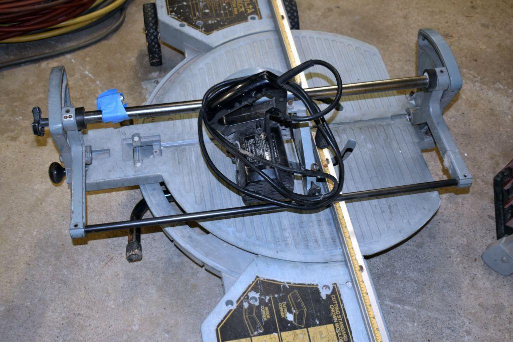 Delta Sawbuck Frame and Trim Saw on Transport