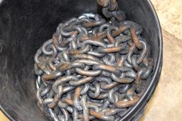 5 Gallon Bucket Containing Log Chains: 1 Chain Has 1 End