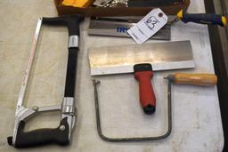Assorted Hand Tools: Hack Saw, Hammer Stapler, Chalk Line and More