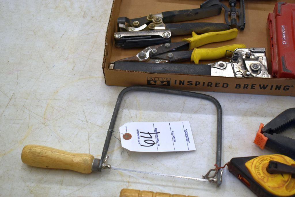Assorted Hand Tools: Milwaukee Bits, Hammer, Stapler, Chalk Line and More