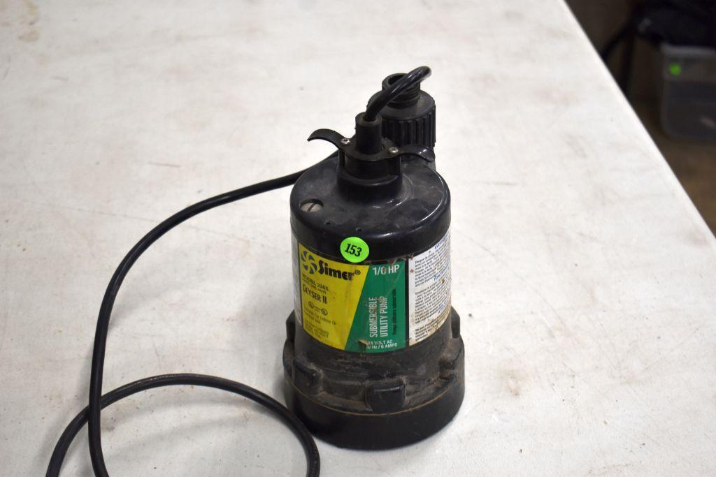 Simer 1/6hp Submersible Utility Pump