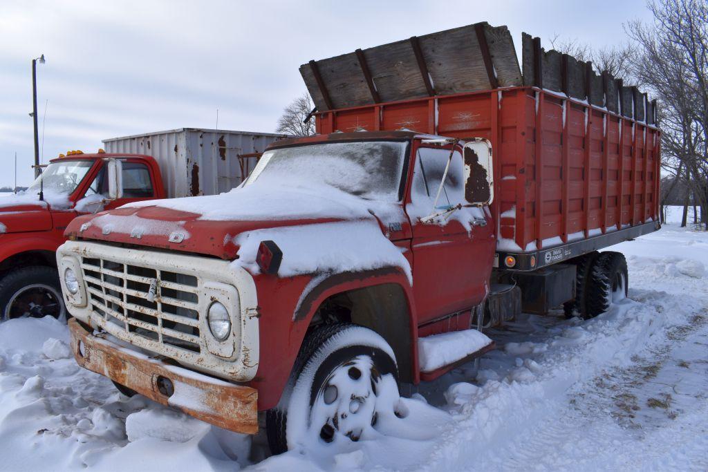 1978 Ford F600 Grain Truck, Single Axle, 16' Omaha Box & Hoist, 360 V8, 5x2 Speed, NO TITLE...