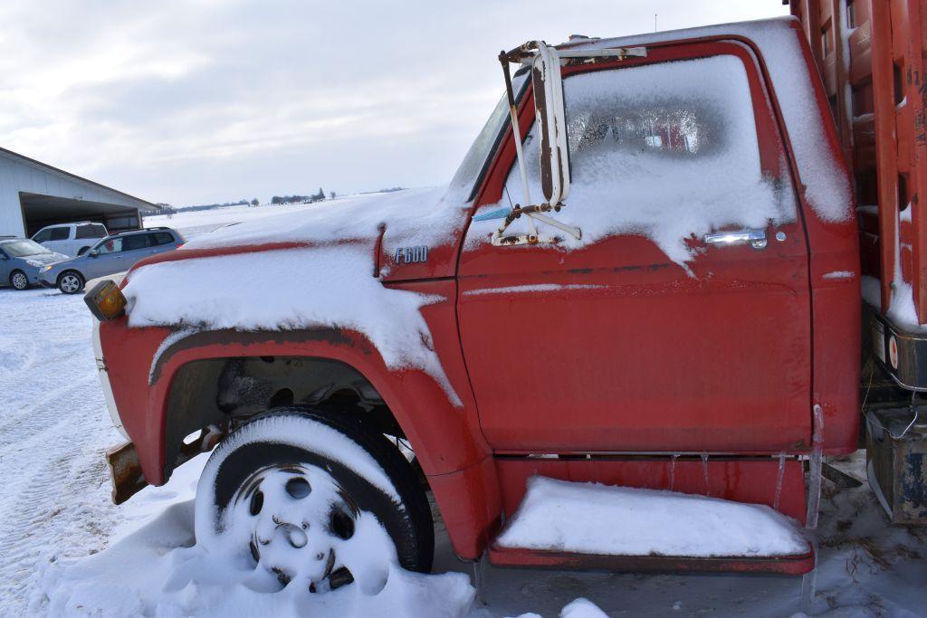 1978 Ford F600 Grain Truck, Single Axle, 16' Omaha Box & Hoist, 360 V8, 5x2 Speed, NO TITLE...