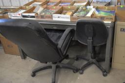 Metal Desk with (2) Office Chairs