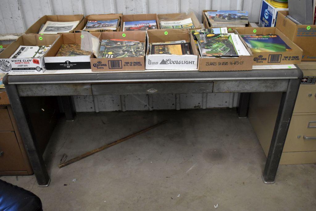Metal Desk with (2) Office Chairs