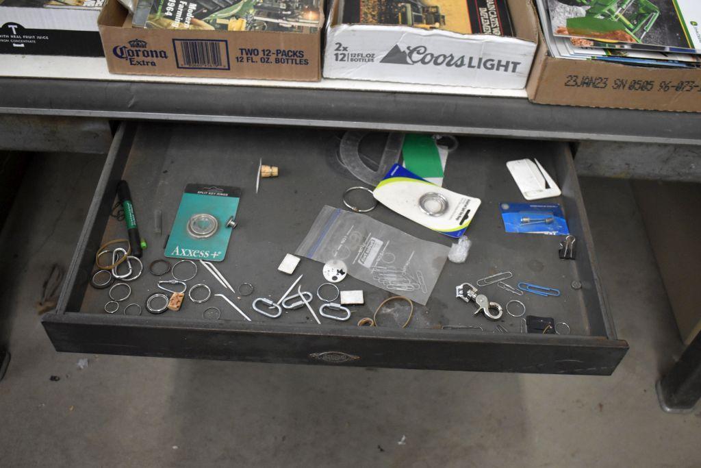 Metal Desk with (2) Office Chairs