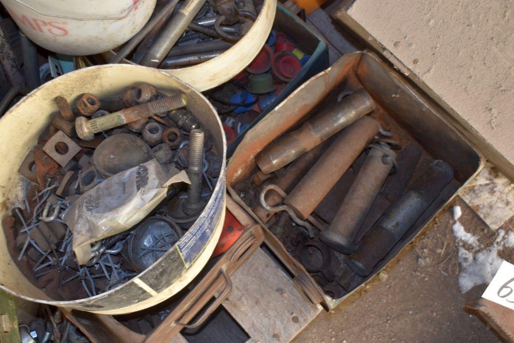 Pallet Containing Pins, Cable Clamps, Other Hardware